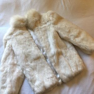 ❌ SOLD ❌ 100% Real Rabbit Coat with Fox Fur Collar